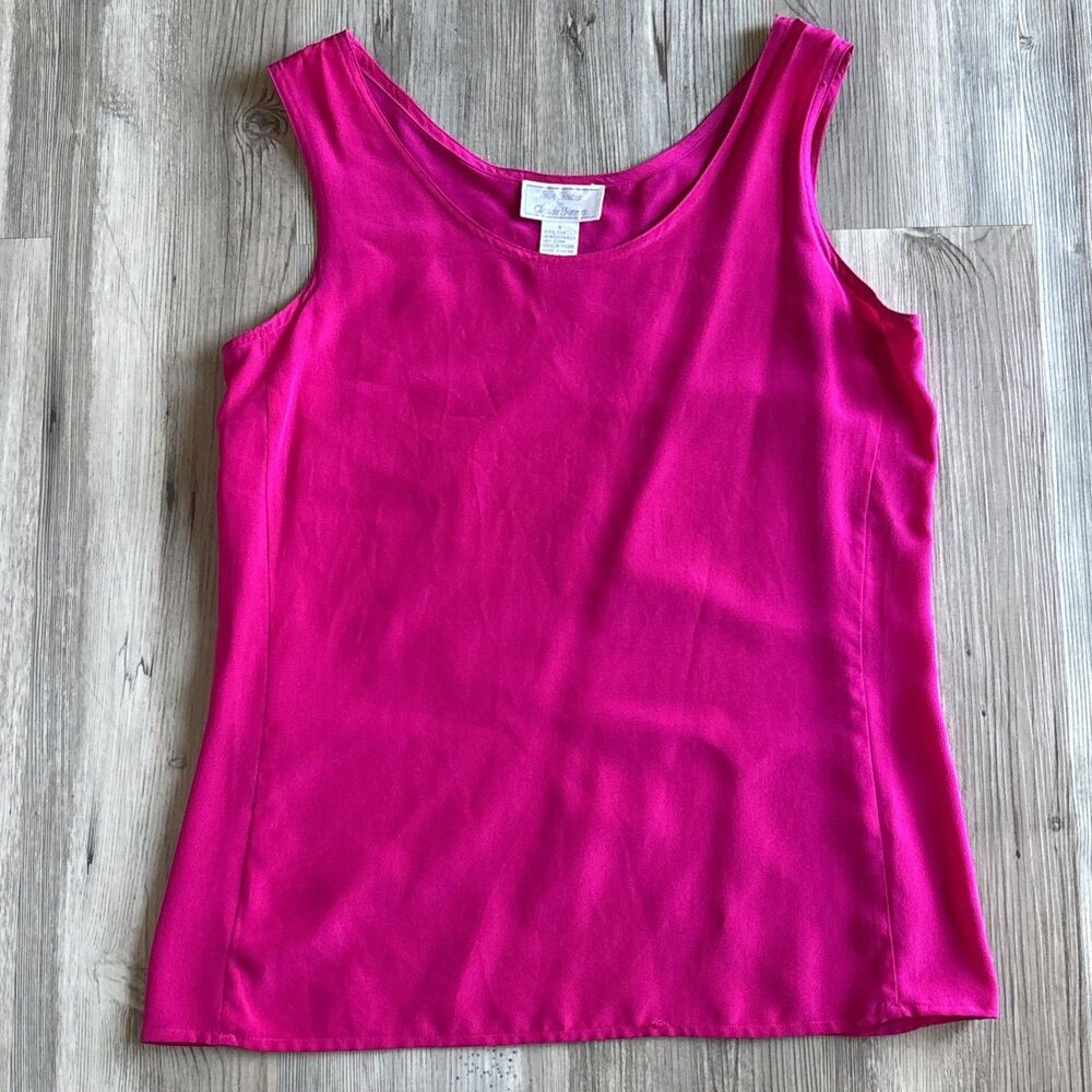 SILK STUDIO By Claude Bennett Fuchsia Top 100% Silk Size 4